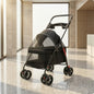 Pet Stroller with Storage Basket 4-Wheel Foldable Pet Stroller Collapsible Breathable for Small Dogs, Outdoor Walks, Travel