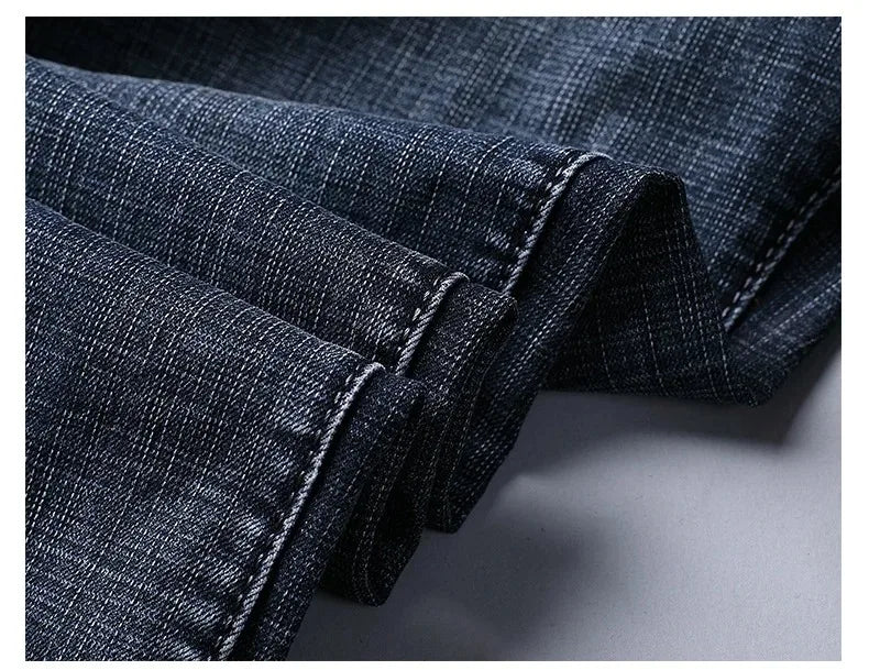 2026 Brand Slim Washed Jeans Casual Straight Stretch Fashion Classic Blue Black Work Denim Trousers Male Brand Clothing