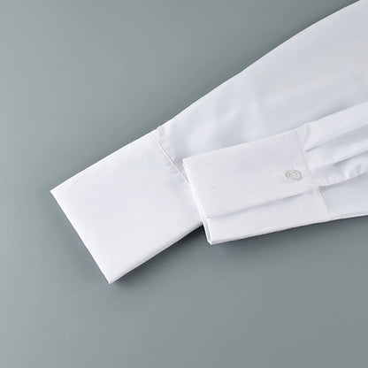 Linad Autumn Elegant White Puff Sleeve Shirt Office Lady Single-Breasted Woman Blouse 2025 Street Chic Turn Down Collar Tops