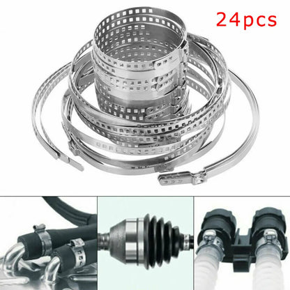 24pcs Car CV Boot Clamp Adjustable Stainless Steel Axle CV Joint Boot Clamp Kit Drive Shaft Axle Joint Clip 25-50mm 50-120mm