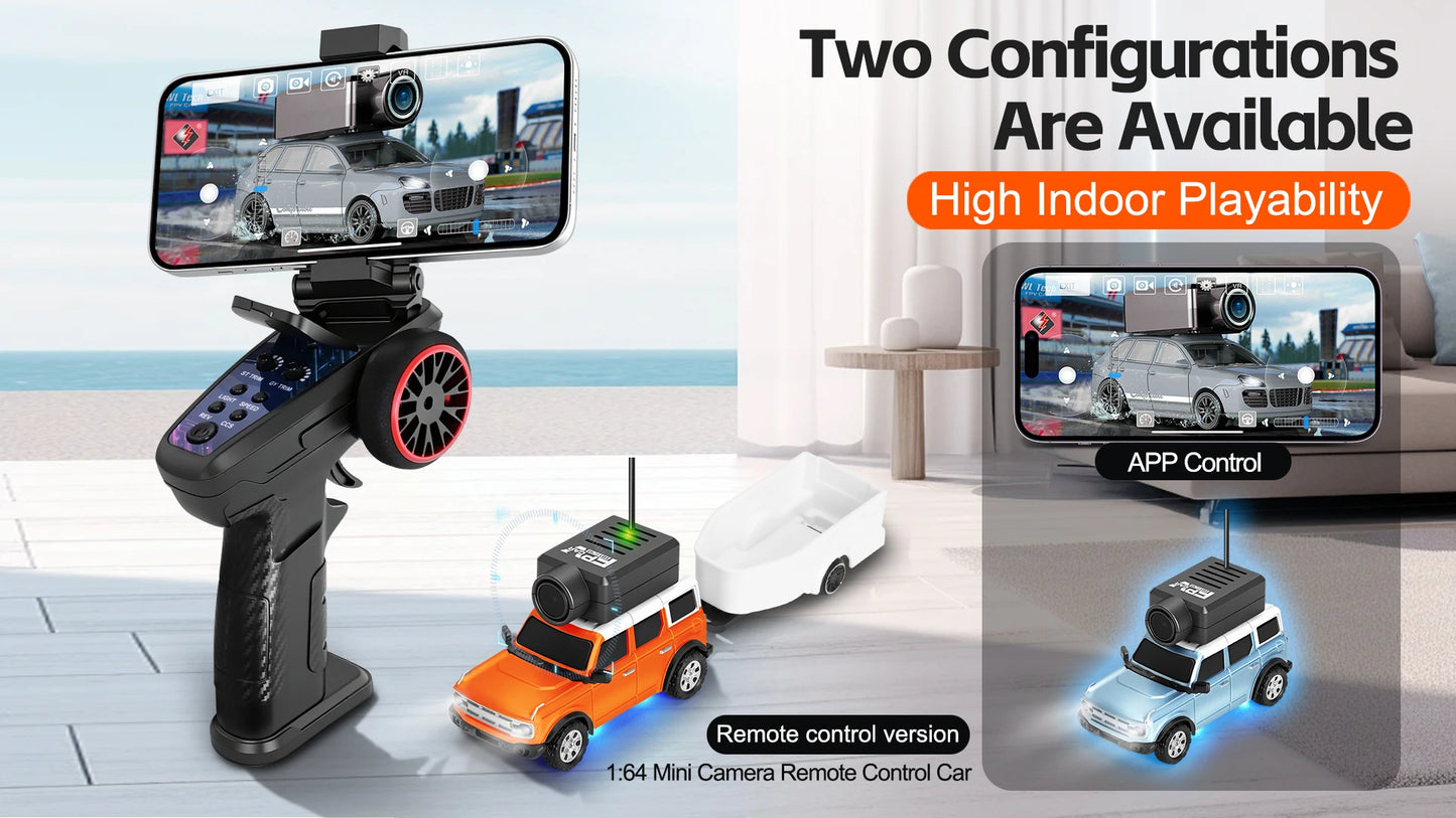 WLtoys 1/64 Mini RC Car with 720P FPV Camera Wifi APP Control 2.4G Reomte Contorl Racing Vehicle Toy for Children 6405 6406