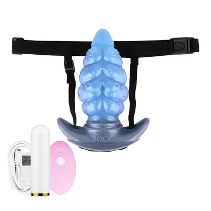 FAAK Silicone Wearable Anal Plug with Large Tail size S M L XL XXL Wireless Control Strapon Vibrator BDSM Flirting Sex Toys