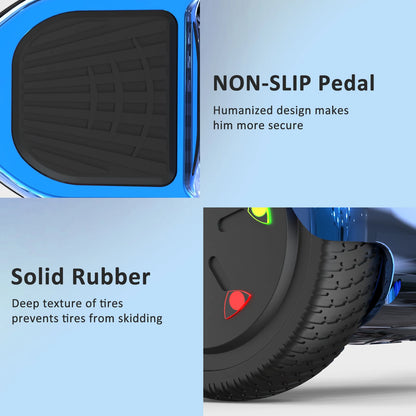 RCB KIDS Hoverboard Two Wheel Self Balancing Scooter 6.5" with Bluetooth Speaker LED Lights Ride On Toy Gift for Kids & Adults