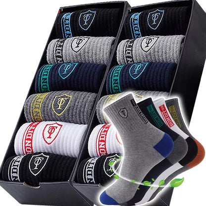 5/10 pairs Breathable Men's Basketball Crew Socks for Spring and Fall Sweat Absorption Deodorant Sports Stockings
