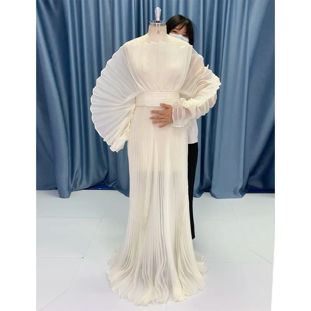 Fashion Organza Pleated Maternity Dress for PhotoShoot Pregnancy White Dress Plus Size Photography and Maternity Dresses YEWEN