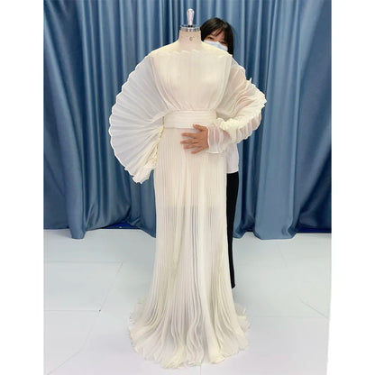 Fashion Organza Pleated Maternity Dress for PhotoShoot Pregnancy White Dress Plus Size Photography and Maternity Dresses YEWEN