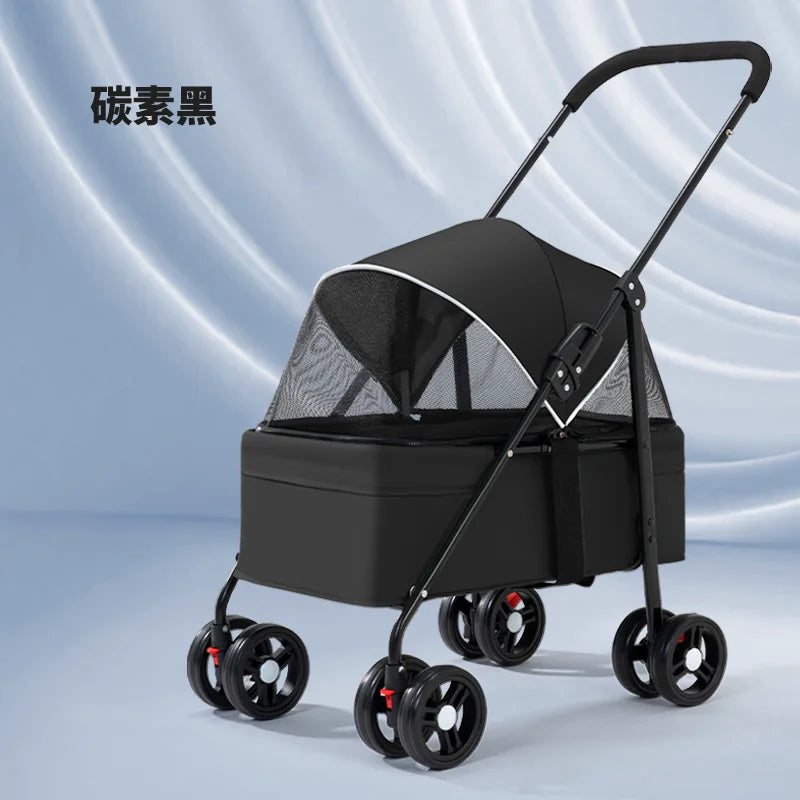 2026 New Lightweight Foldable Pet Stroller Teddy Cat Dog Handcart Outdoor Travel Cart for Small Pets