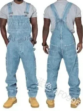 Mens Jeans 2026 Overalls Men Pockets Casual Loose Long Denim Pants Slim Splice Straight Rompers Autumn Plus Size Long Jeans Men