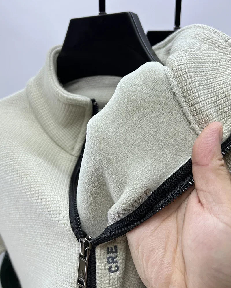 Men's Knitwear Solid Color Chunky Half Zipper Thickening Sweater Warm Sweater Fashion Luxury Men's Clothing Turtleneck Sweater