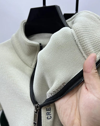 Men's Knitwear Solid Color Chunky Half Zipper Thickening Sweater Warm Sweater Fashion Luxury Men's Clothing Turtleneck Sweater