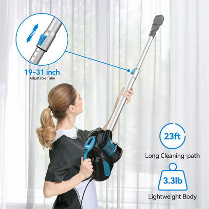 INSE Corded Vacuum Cleaner, 18000Pa Wired Stick Vacuum Cleaner Broom for Hard Floor, I5(Red, Blue)