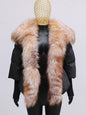 Oversized Winter Warm Real Fox Fur Collar Black Down Coat Women Puffer Outerwear Jackets 2024 Autumn Winter