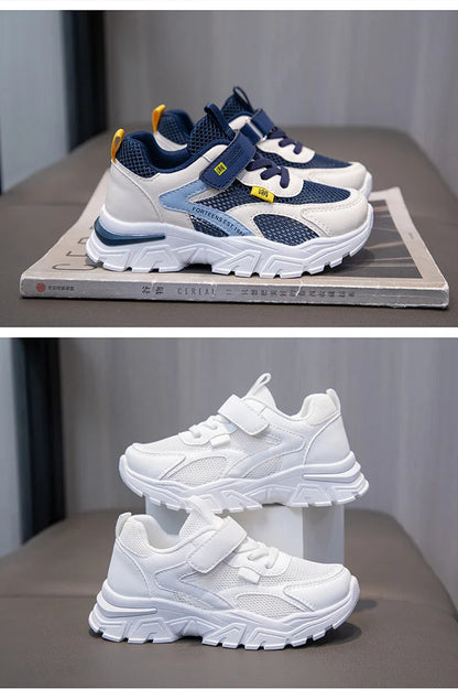Kid Sneakers Sport Shoes for Boys Fashion Leather Children Breathable Mesh Comfort Shoes Casual Walking Outdoor Running Shoes