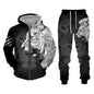 Spring and Autumn Men's Tracksuit 3D The Lion Print Zipper Hoodies Sweatshirts Pants Sets Casual Mens Clothing Women's Tracksuit