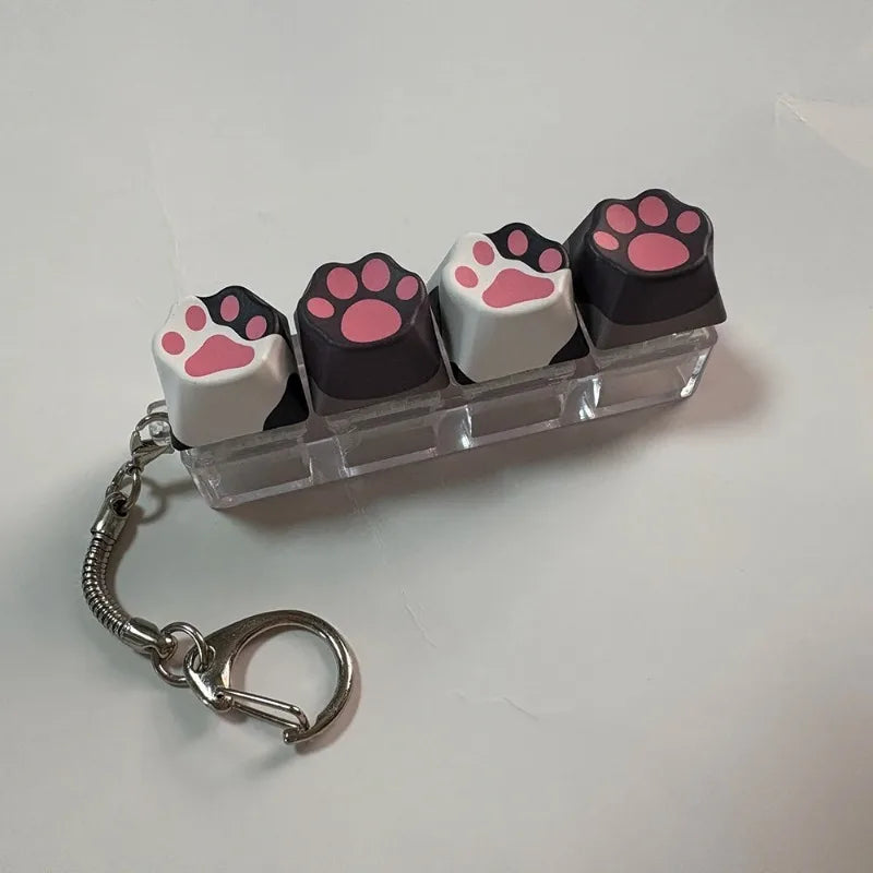 Cat Claw Keychain Key Ring Pendant Mobile Phone Backpack Pendant Desktop Accessories Fingertip Office Decompression Press Tools