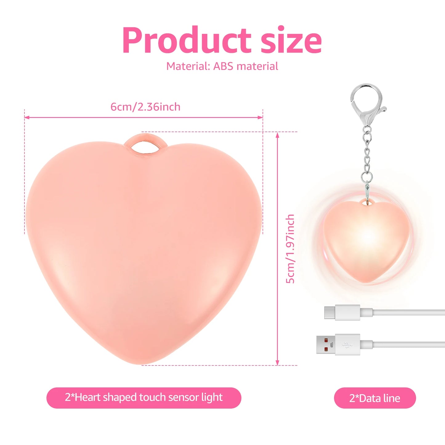 1/2/4Pcs Handbag Night Light Heart-Shape Purse Light LED Automatic Sensor Rechargeable Touch Wallet Tote Bag Mini Light Keychain