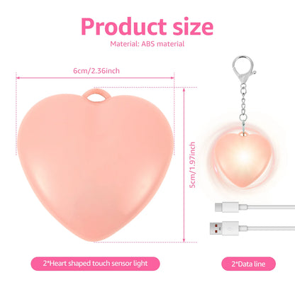 1/2/4Pcs Handbag Night Light Heart-Shape Purse Light LED Automatic Sensor Rechargeable Touch Wallet Tote Bag Mini Light Keychain