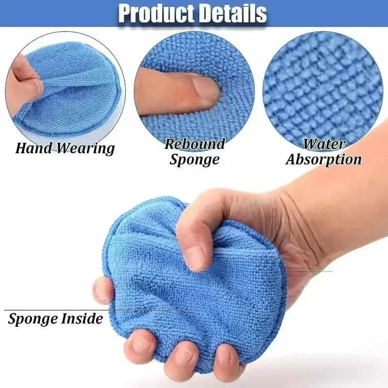 10/1Pcs 5-inches Microfiber Wax Applicator Pad Ultra Soft Car Polishing Sponge with Finger Pocket Auto Care Polish Foam Sponge
