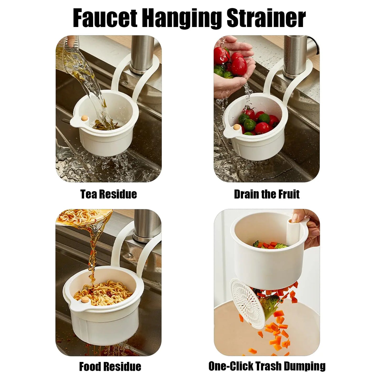 Self Cleaning Kitchen Sink Strainer Basket Press Automatic Dumping Waste Catcher Faucet Hanging Draining Basket Trash Filter