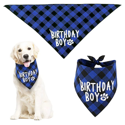 4pcs Dog Birthday Party Supplies, Birthday Boy Dog Bandana, Dog Birthday Hat with Numbers for Medium Large Dogs Pets
