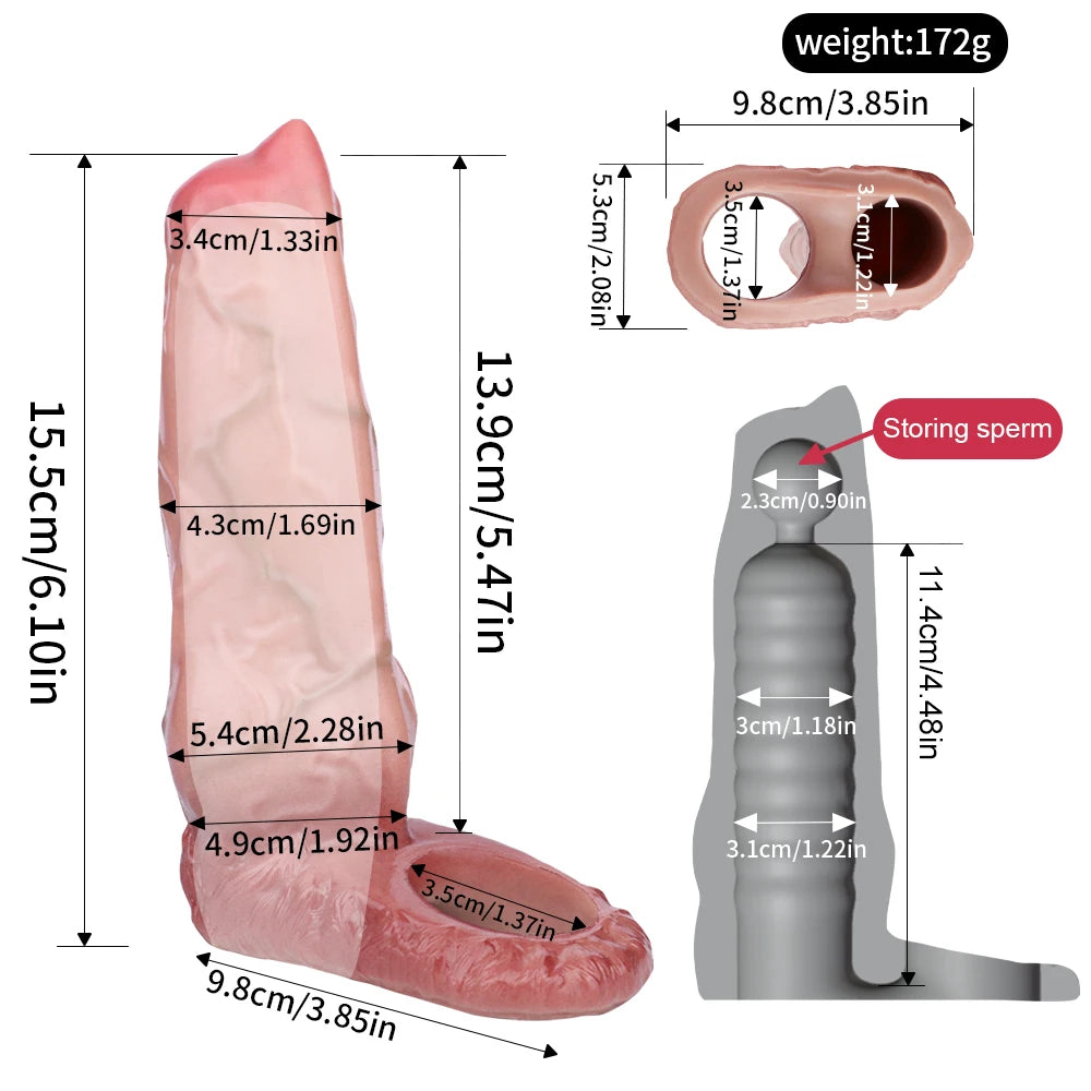 FAAK Silicone Penis Sleeve Ring Realistic Hollow Dildo Size S M Dildo Sheath Delay Ejaculating Cock Enlarger Sex Toys For Men
