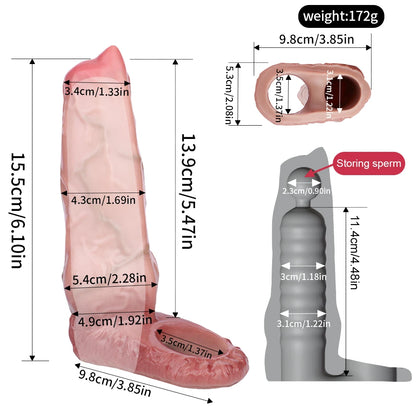 FAAK Silicone Penis Sleeve Ring Realistic Hollow Dildo Size S M Dildo Sheath Delay Ejaculating Cock Enlarger Sex Toys For Men