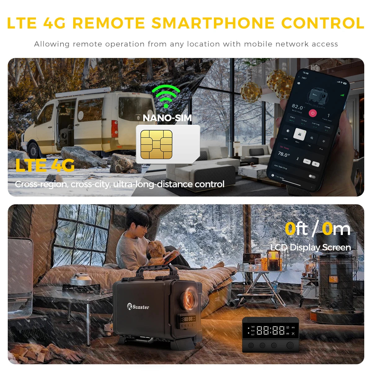 HTB1 8KW 12V/24V/220V GSM LTE 4G Control Diesel Air Heater Auto Thermostat Car Parking Heater For Camping Vehicle Motorhome Tent