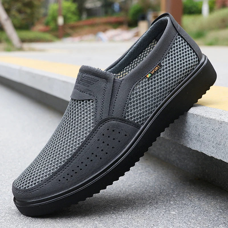 Men's Breathable Slip-On Casual Shoes - Lightweight Low-Top Walking Sneakers, Suitable for Outdoor Activities, Fishing, Parks, and Exercise, Brown Mesh Fabric, Rubber Sole, Comfortable for All Seasons, Outdoor Footwear | Low-