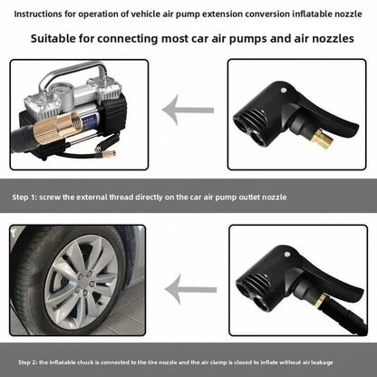 2-in-1 Deflated Schrader/Presta Valve Adapter Portable Tire Air Pump Nozzle Hose Tire Inflator Chuck Inflatable Pump Connector