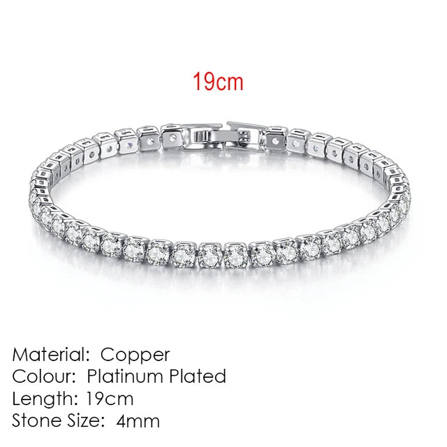 Fashion Multicolor Tennis Bracelet for Women 2.5/3/4/5mm Zirconia Charm Designer Tennis Chain Men Bracelet Wedding Jewelry KC128