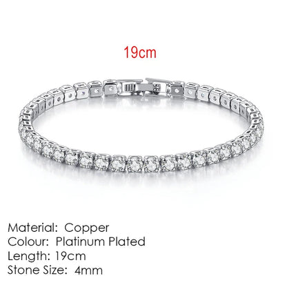 Fashion Multicolor Tennis Bracelet for Women 2.5/3/4/5mm Zirconia Charm Designer Tennis Chain Men Bracelet Wedding Jewelry KC128