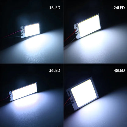 Auto Interior Reading Lamp T10 C5W Car Led Cob 16/24/36/48SMD White12V Car Interior Panel LED Lights Lamp Bulb Car Dome Light