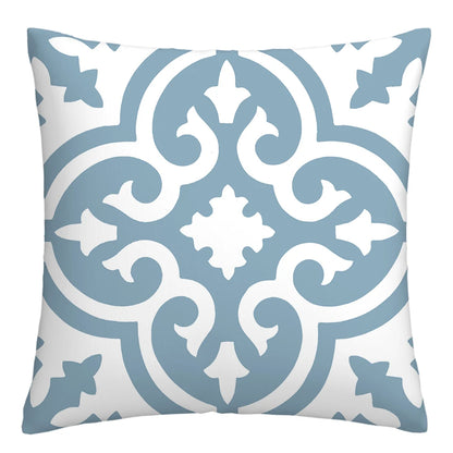Lake blue white geometric linen pillowcase sofa cushion cover home decoration can be customized for you 40x40 45x45 50x50 60x60