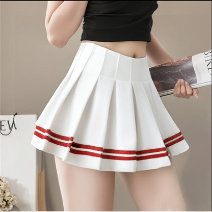 Fashion Preppy Style Pleated Skirts Women 2025 Spring Summer New A Line Short Dress Sweet Girl High Waist Petchwork Skirt Street