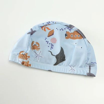 Baby Toddler One-piece Swimsuit With Hat Cartoon Print Kids Short Sleeve Zipper Swimwear Sun Protection For 0-7Y Boys Girls