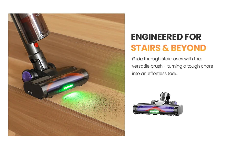 Erabros EV5 550W 70KPA Cordless Vacuum Cleaner Ultra-Strong Suction Power 80Mins Runtime Handheld Smart Vacuum Cleaner 4 Modes