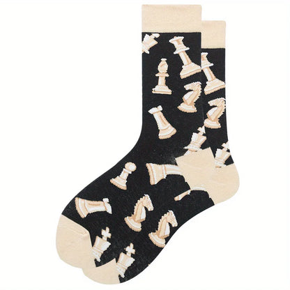 1 pair of men's cartoon printed tool pattern with unique and personalized long socks men  socks