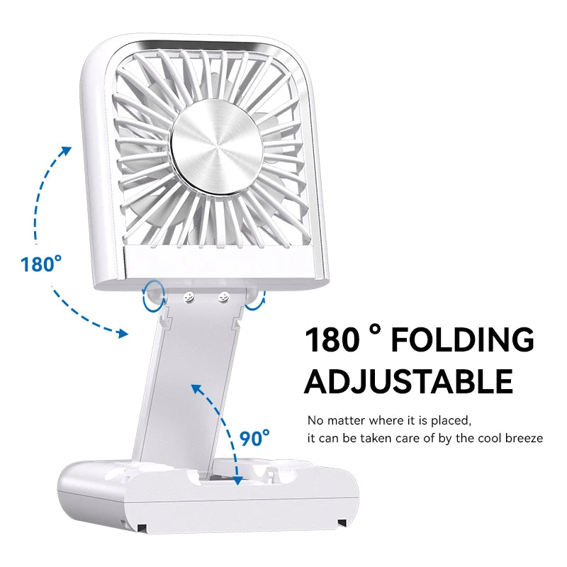 Multifunction Foldable Hand Fan USB Charging Mini Portable Hanging Neck Air Cooling Fan Semiconductor Refrigeration Small Fan