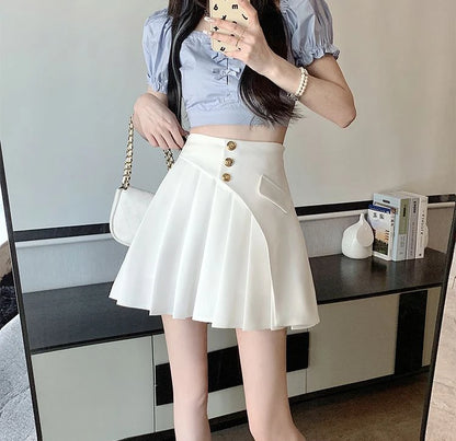 Black Pleat Skirts for Woman White High Waist Pleated Mini Clothes Short Kawaii Cute Women's Skirt Aesthetic Cheap Summer 2025 V