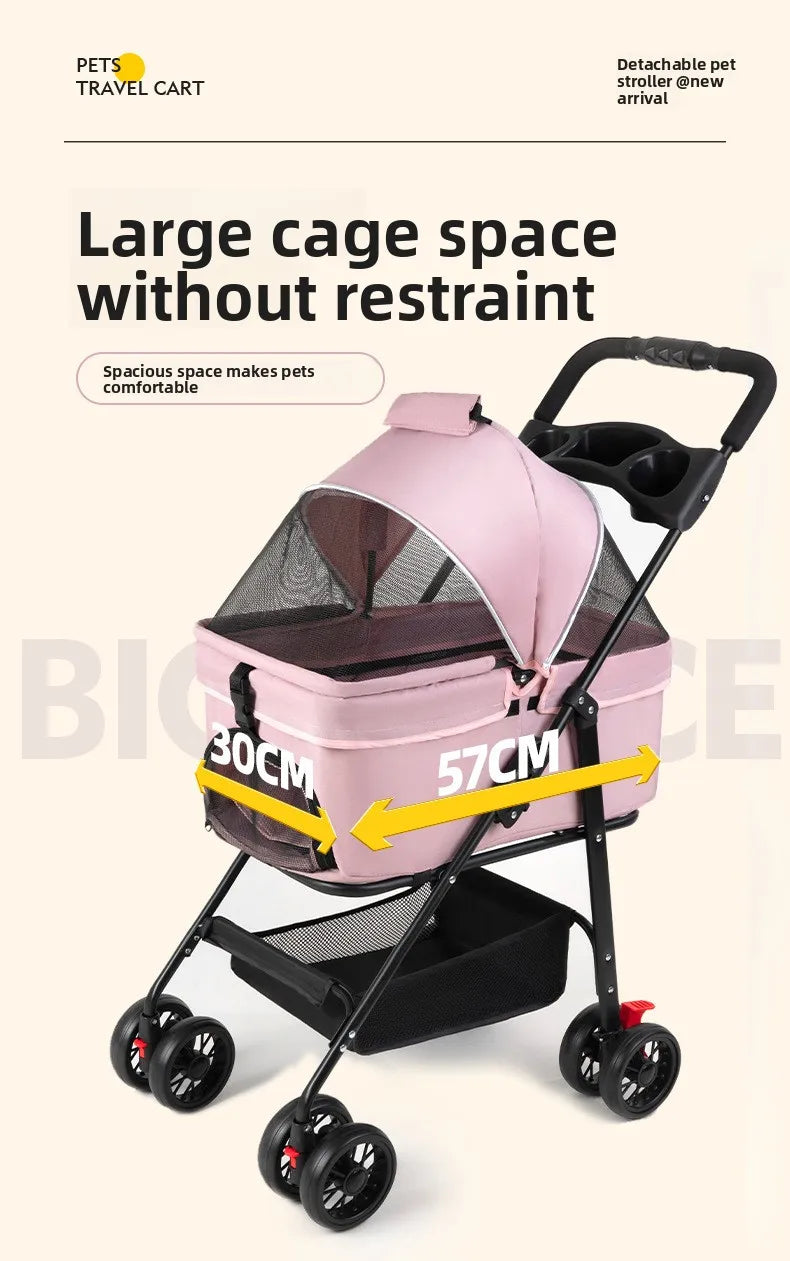 Pet cart Lightweight foldable out Pet cart Small dog cart Separable basket pet carriers and travel gear