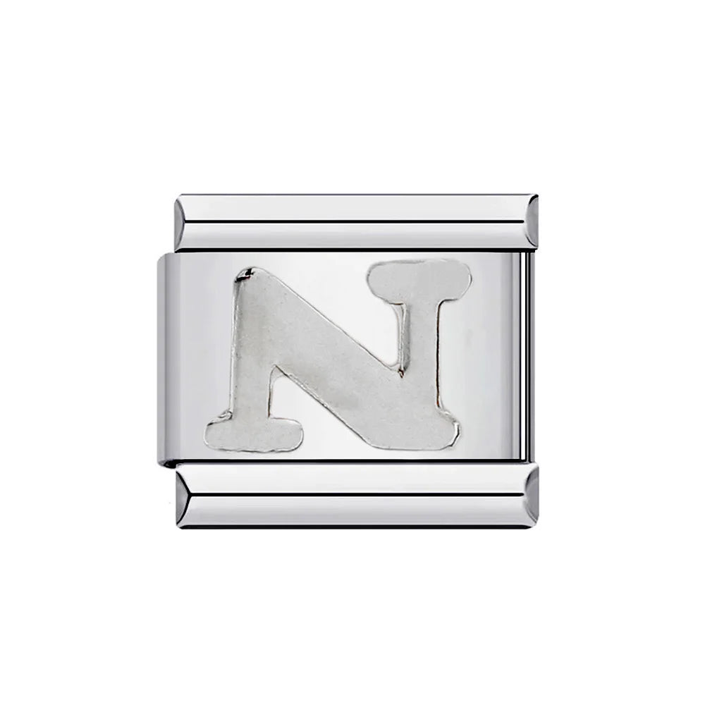 26 English A-Z Letter Name Custom 9mm Link Charms Silver Color Italian Stainless Steel Bracelet DIY Jewelry Making Hand Chain