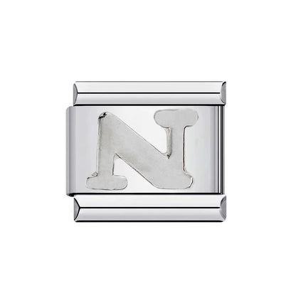 26 English A-Z Letter Name Custom 9mm Link Charms Silver Color Italian Stainless Steel Bracelet DIY Jewelry Making Hand Chain