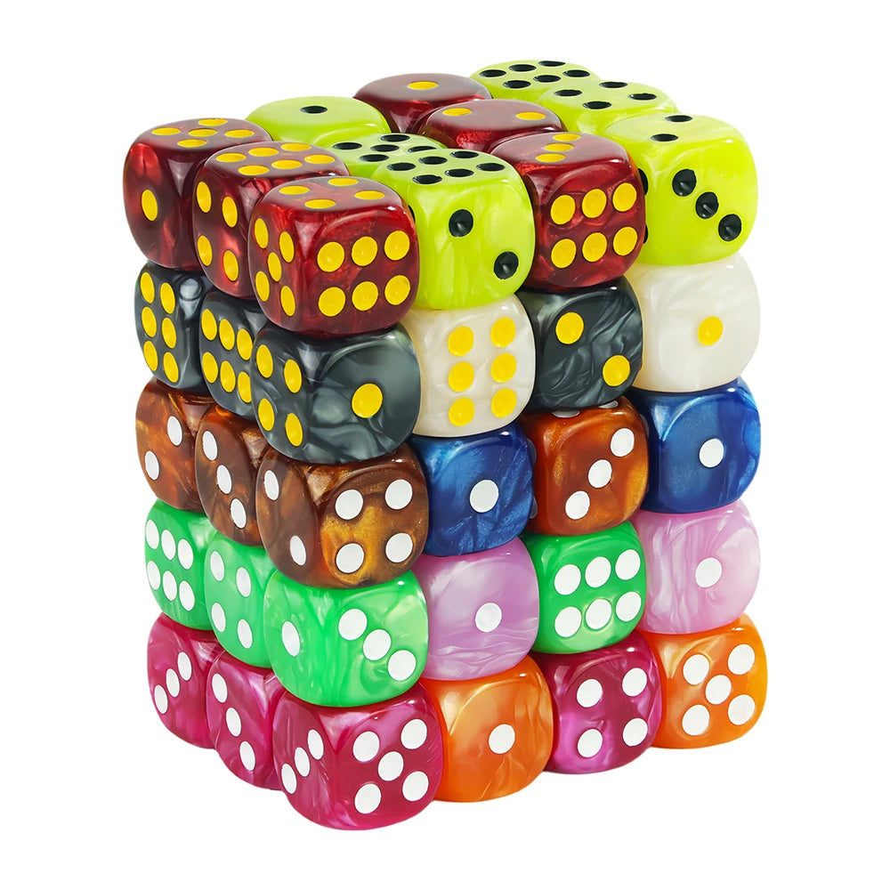 16MM Round Corner Game Dice Set 6-Sided Marble Acrylic Dices for  Tabletop Game Gambling Entertainment Party