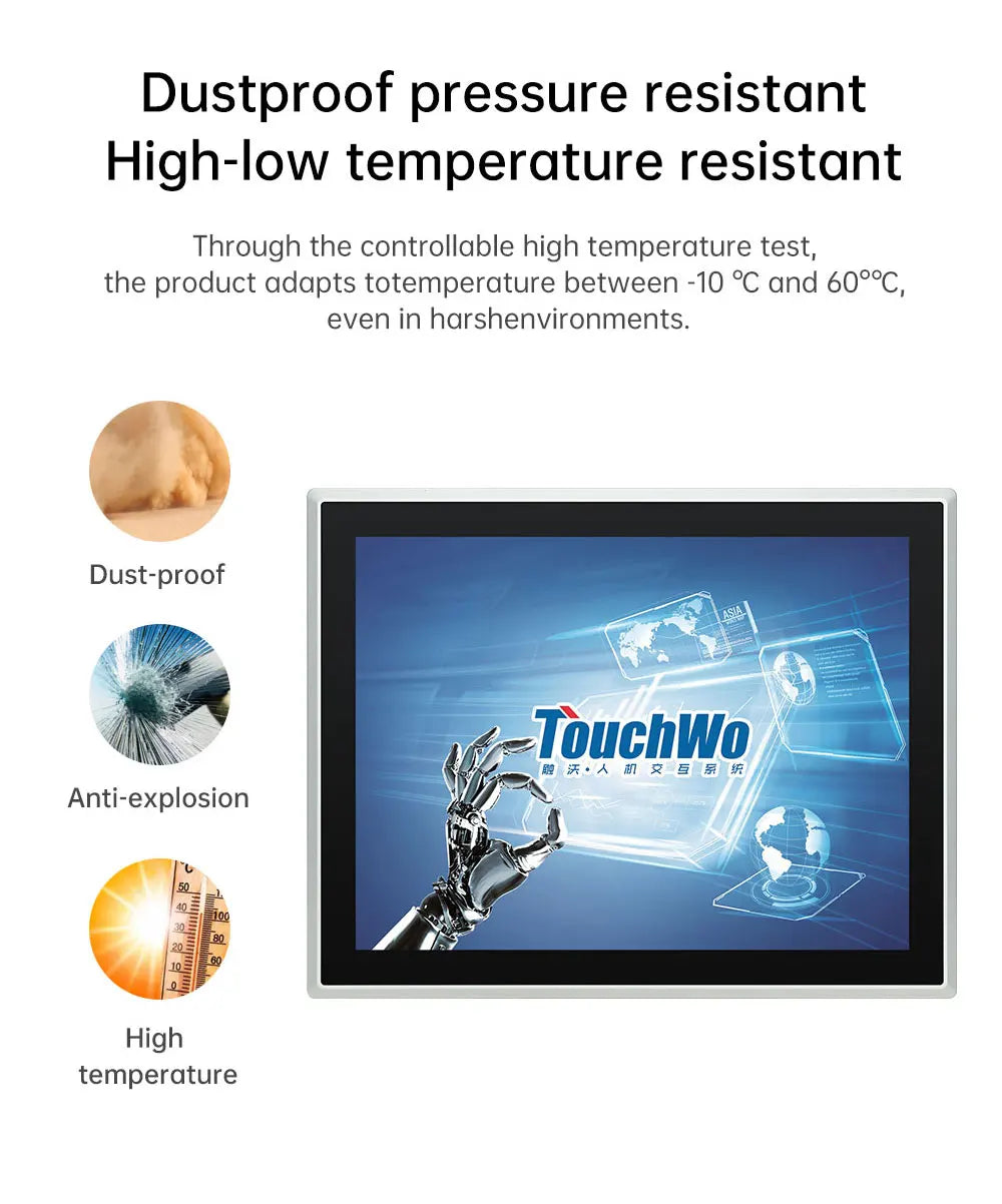 15-23.8 Inch Industrial Touch Screen Panel Pc Aluminum Case Embedded Front Ip65 All In One Industrial Panel Pc