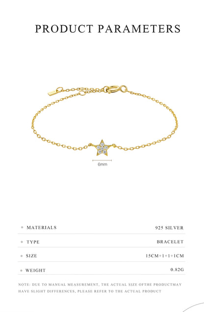 ANDYWEN 2020 New 925 Sterling Silver Gold Starry Sky Spakle Star Linked CZ Zircon Chain Bracelet Women Fine Jewelry Luxury