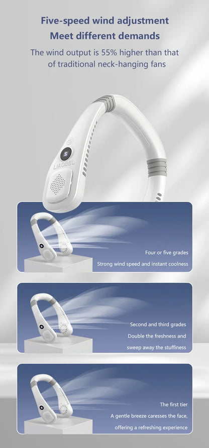 Lenovo Neck Bladeless Fan Mini Ultra Long Life Portable Lazy Silent Fan Usb Charging Student Sports Office 2026 New
