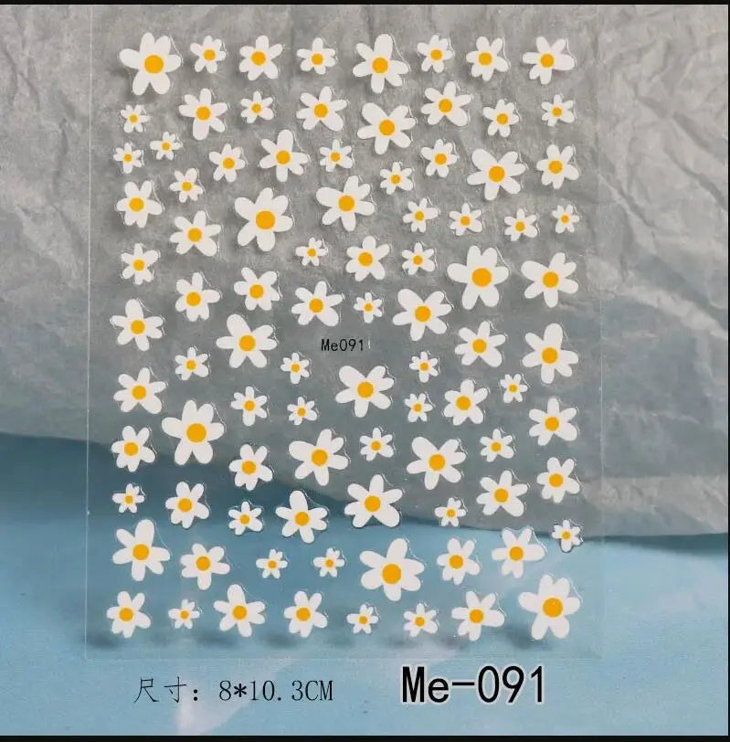 1PC 5D Macaron Flower/Fruit Nail Charms Sticker Embossed Bear/Rabbit/Letter Nails Slider Decals Summer Adhesive Manicure Decor&Y