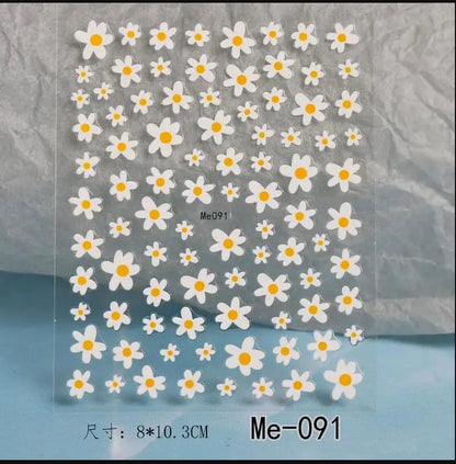 1PC 5D Macaron Flower/Fruit Nail Charms Sticker Embossed Bear/Rabbit/Letter Nails Slider Decals Summer Adhesive Manicure Decor&Y
