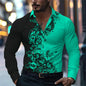 Men'S Stylish Red Floral Print Dress Shirt - Casual Long Sleeve Button-Up Design Spring Fashion Shirt Floral Print Shirt