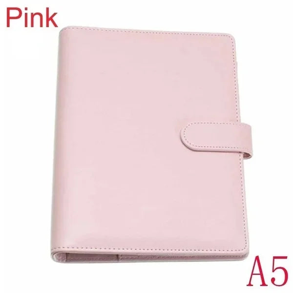 Solid Color Leather Folder Desktop Information Card Storage Notebook Folder Notepad Cover Leather Binder Study Office Supply